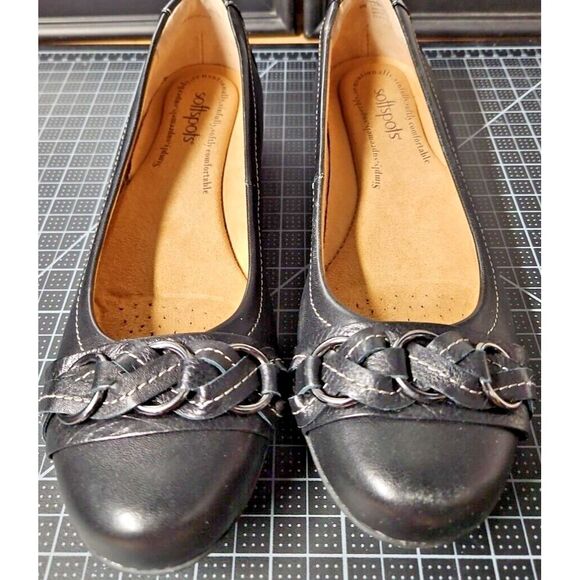 softspots  Posie Black Upper Leather US women size 9N narrow slip‎ on - Picture 1 of 14